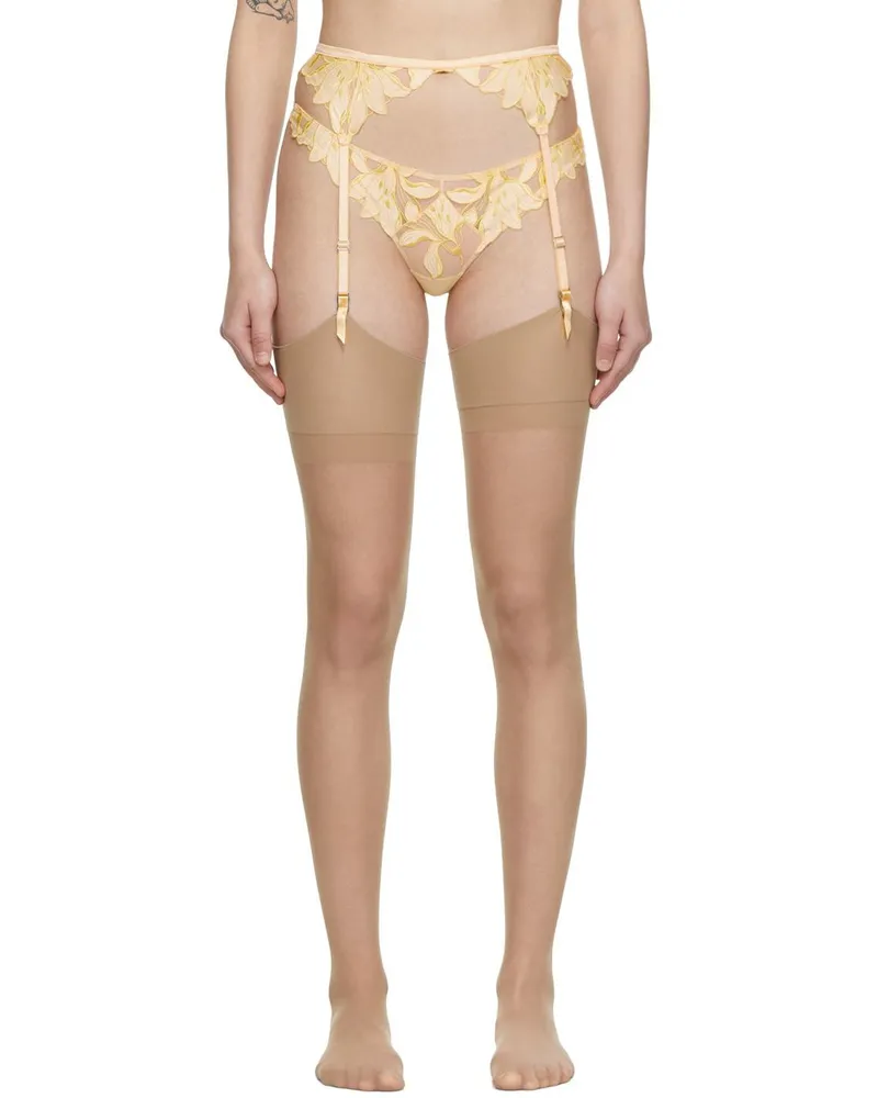Fleur Du Mal Yellow Lily Garter Belt 0613