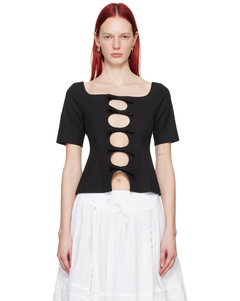 Sandy Liang Black Sorrel Blouse 001