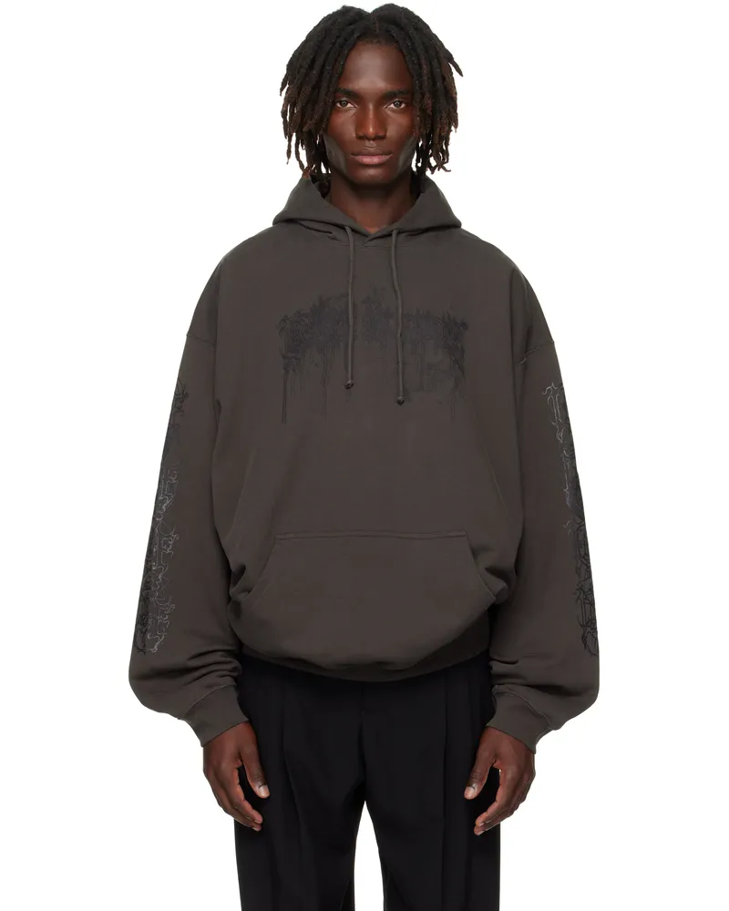 VETEMENTS Brown Cradle of Filth Dripping Logo Oversized Hoodie Chocolate