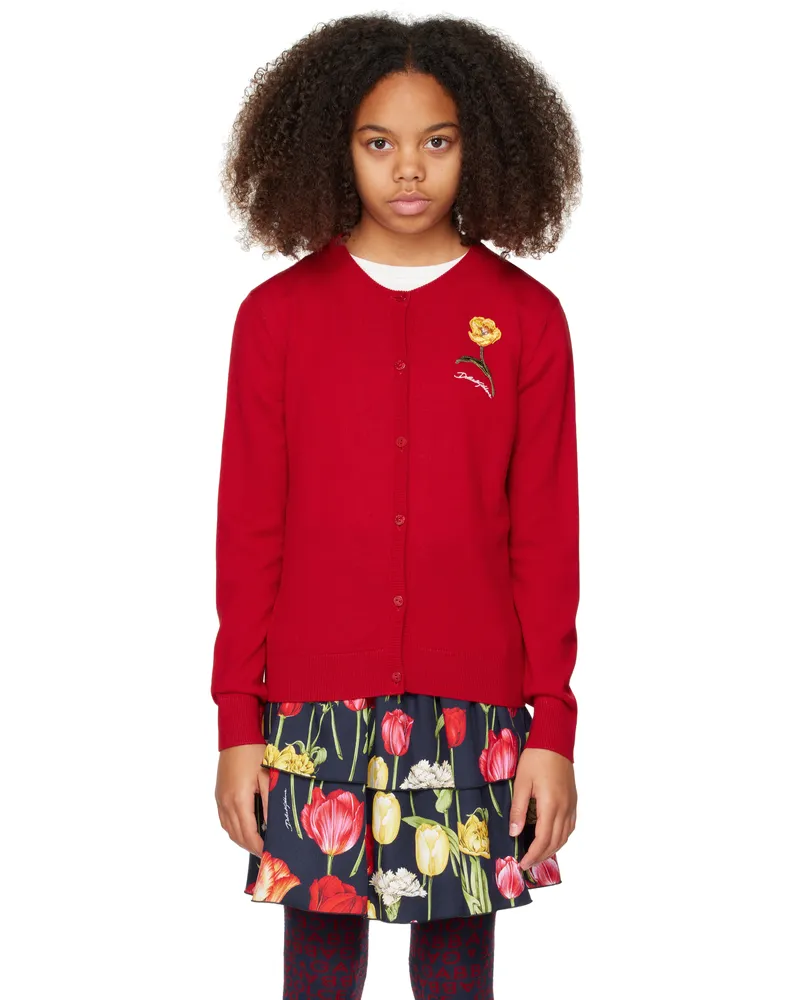 Dolce & Gabbana Kids Red Wool Cardigan R0367