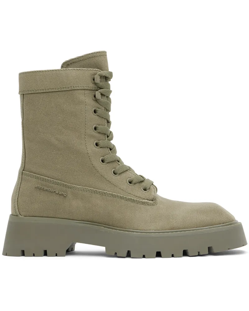 Alexander Wang Khaki Throttle Lace-Up Ankle Boots 248asurplus