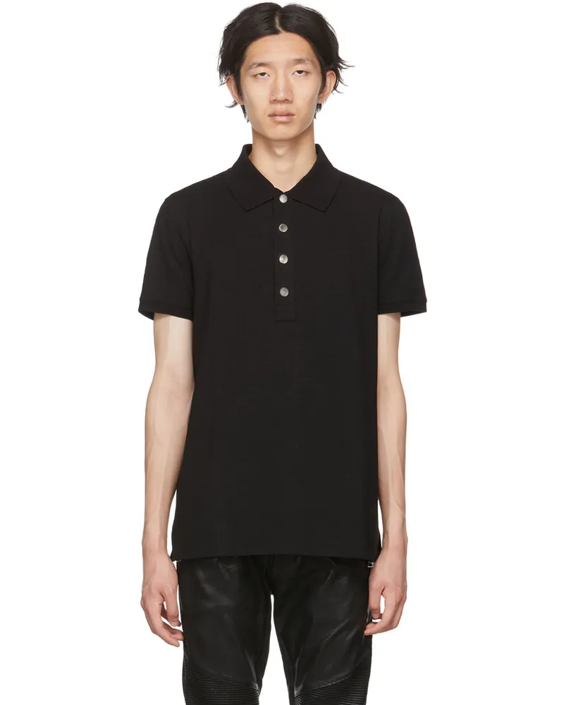 Balmain Black Embroidered Polo 0pa