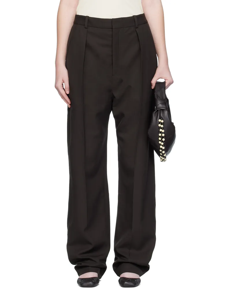 Christophe Lemaire Brown Pleated Trousers Br877