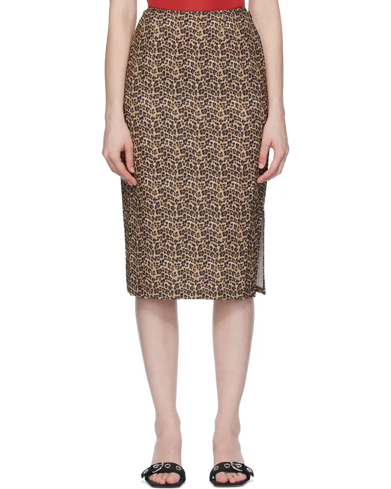 Miaou Brown & Black Moni Midi Skirt Leopard