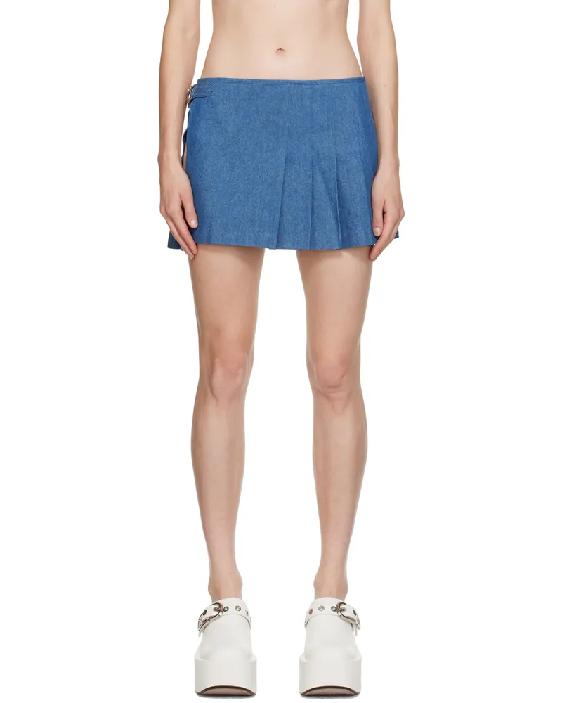 Anna Sui Blue Safety Pin Denim Miniskirt Denim