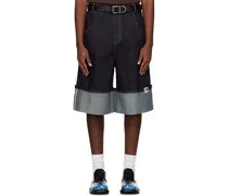 Indigo Paneled Denim Shorts