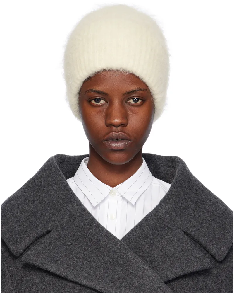 Totême Off-White Alpaca Knit Beanie Macadamia