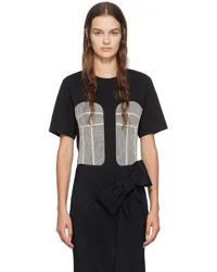 Simone Rocha Black & Beige Paneled Bust T-Shirt Black