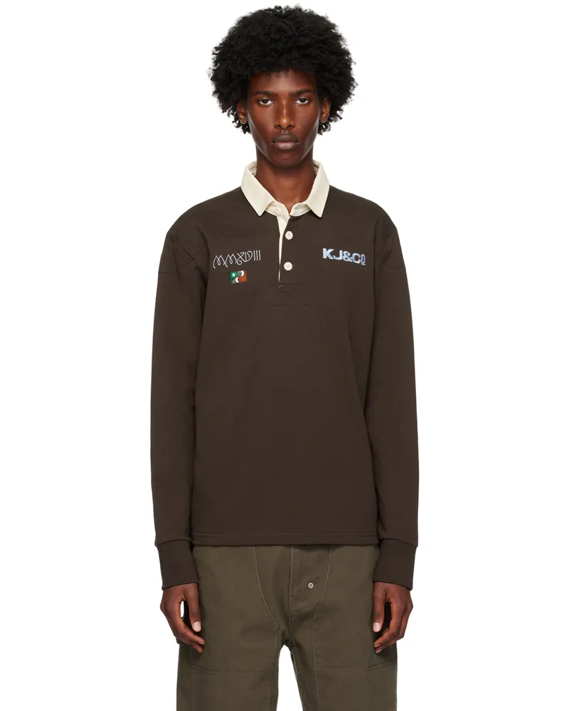Kijun Brown Embroidered Polo Dark