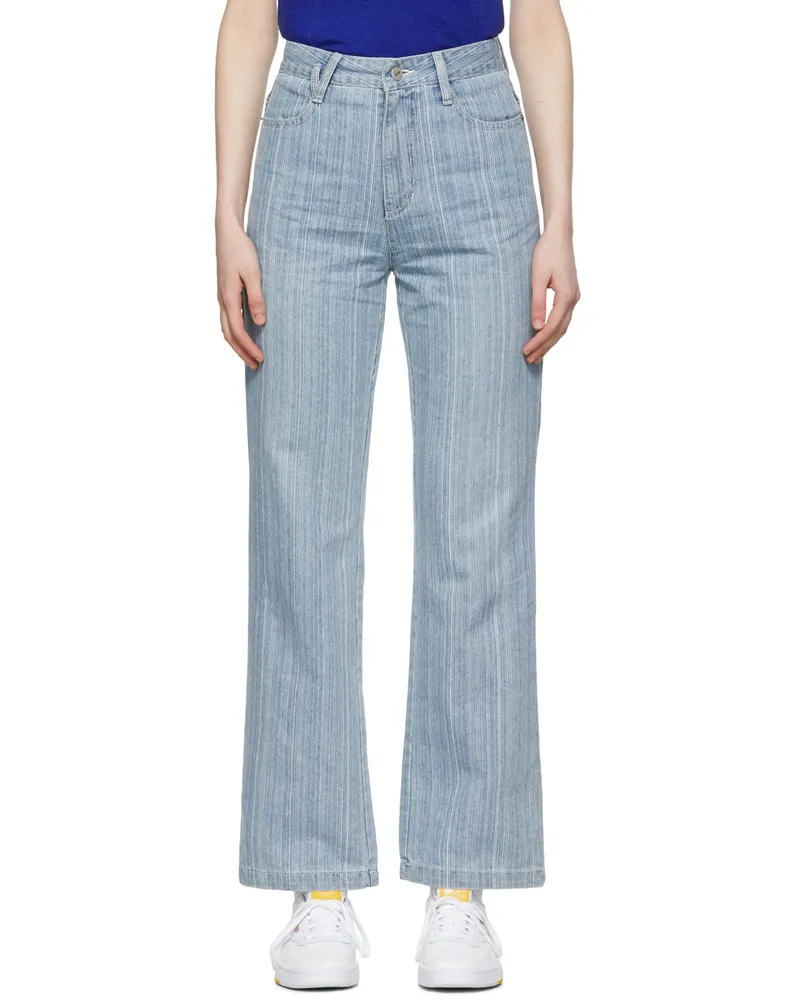 SJYP Blue Stripe Jeans Blue