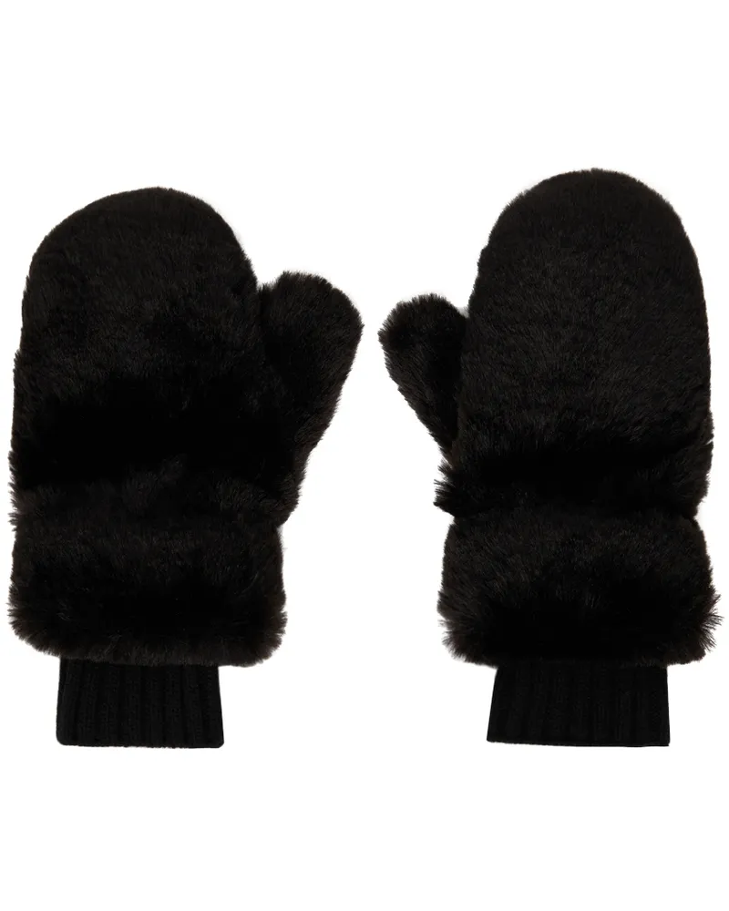 Givenchy Black Faux-Fur Mittens 001