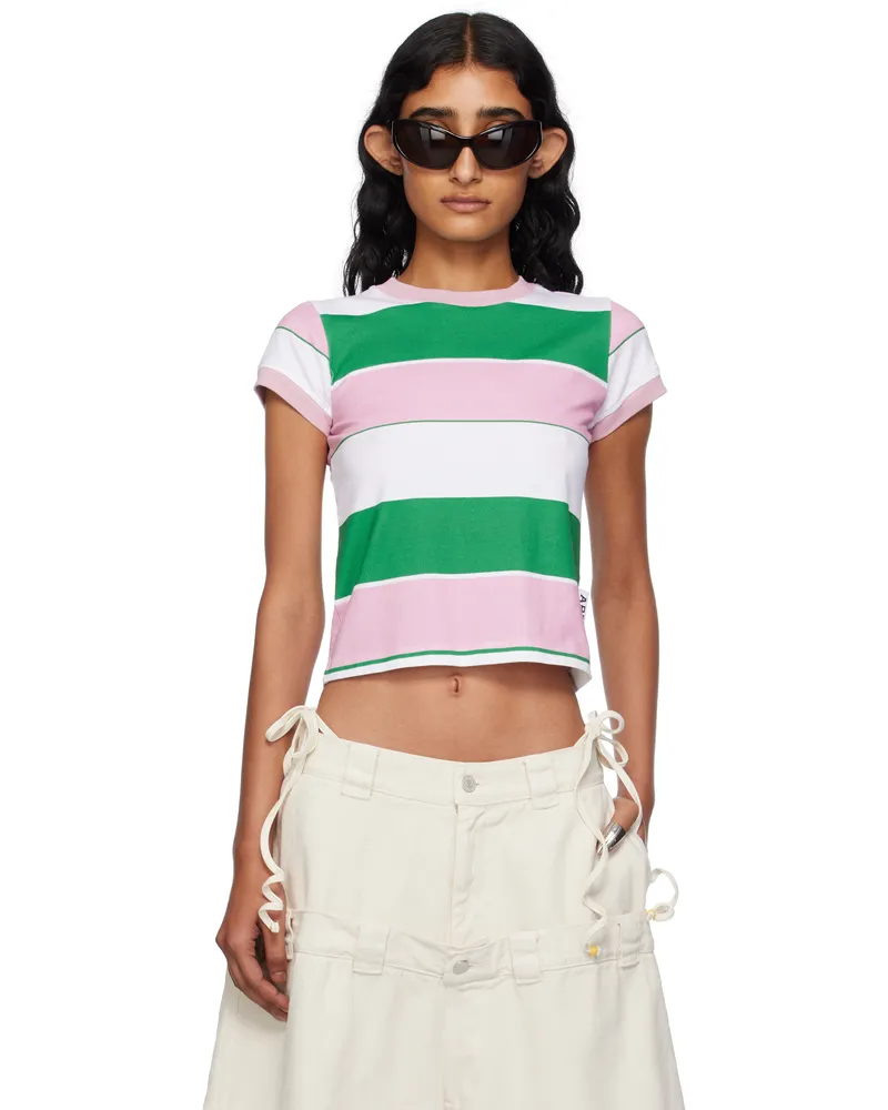 ABRA SSENSE Exclusive Green & Pink Stripes T-shirt Green