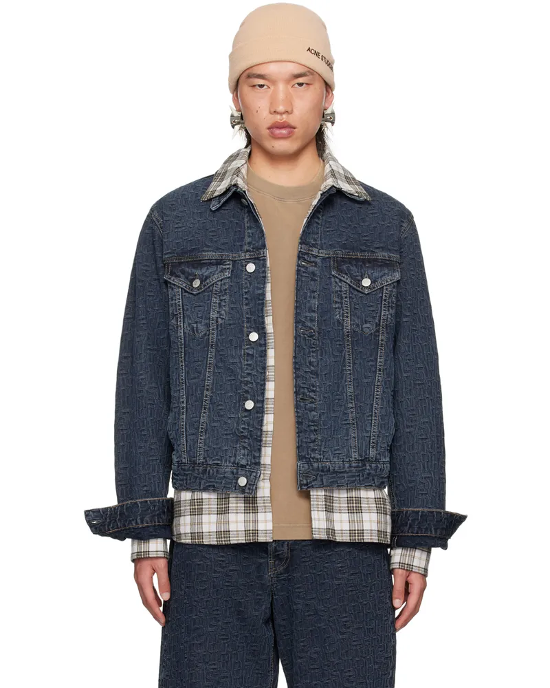 Acne Studios Blue Cropped Denim Jacket Blue