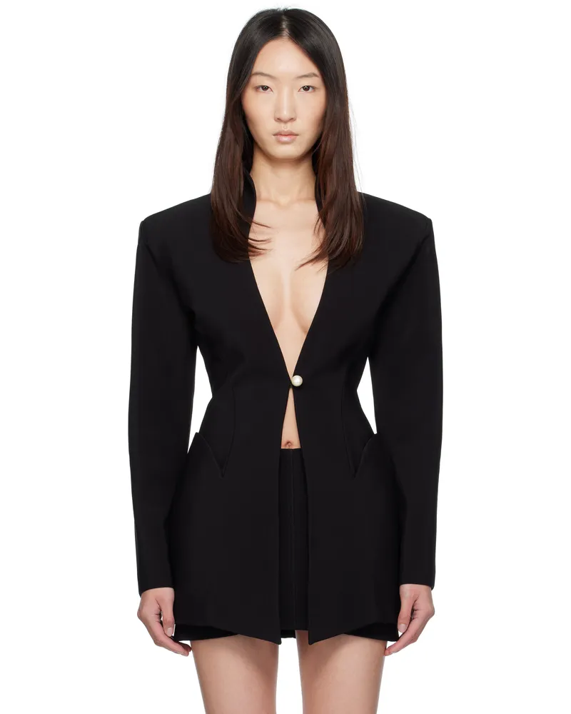 Thierry Mugler Black Sculptural Long Blazer 1999