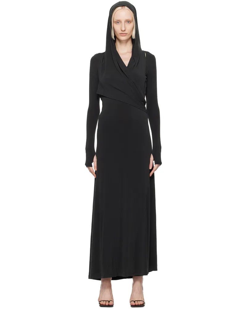 Hyein Seo Black Hooded Maxi Dress Black