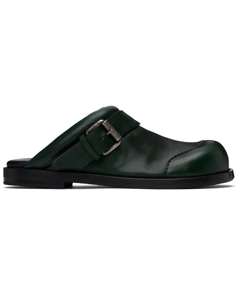 Acne Studios Green Leather Buckle Mules Ab7