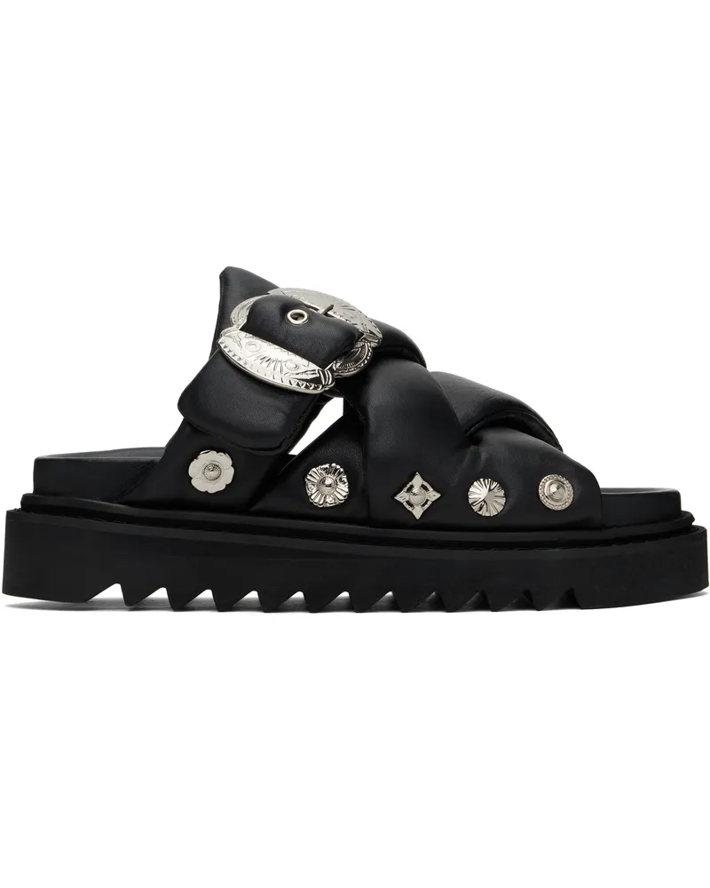 Toga Black Padded Leather Sandals Black