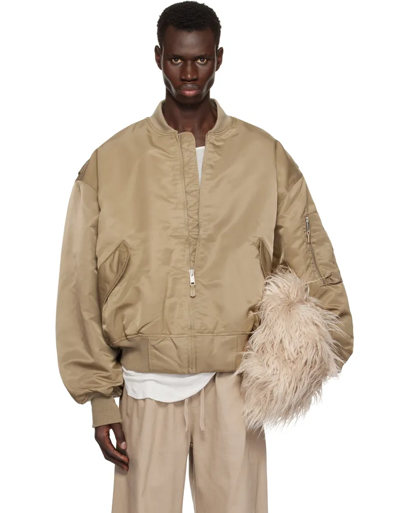 Entire Studios Khaki Broad Bomber Jacket Cream