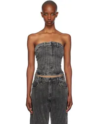 Thierry Mugler Gray Spiral Denim Bustier Wawashed