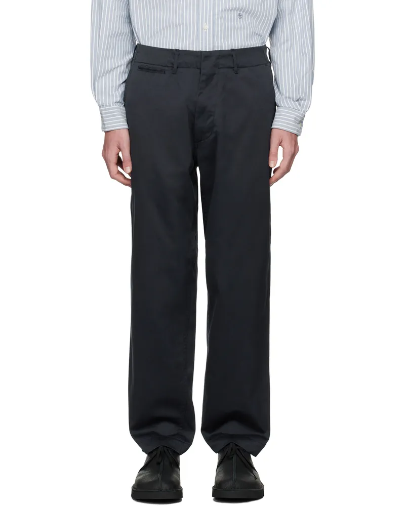 nanamica Navy Wide Chino Trousers N