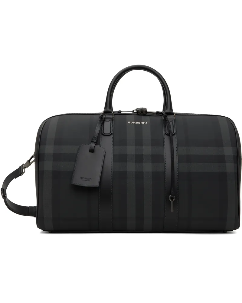 Burberry Gray Boston Holdall Duffle Bag Charcoal