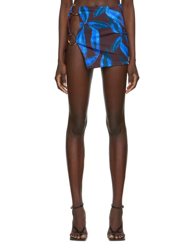 Louisa Ballou Brown & Blue Double Ring Miniskirt Blue