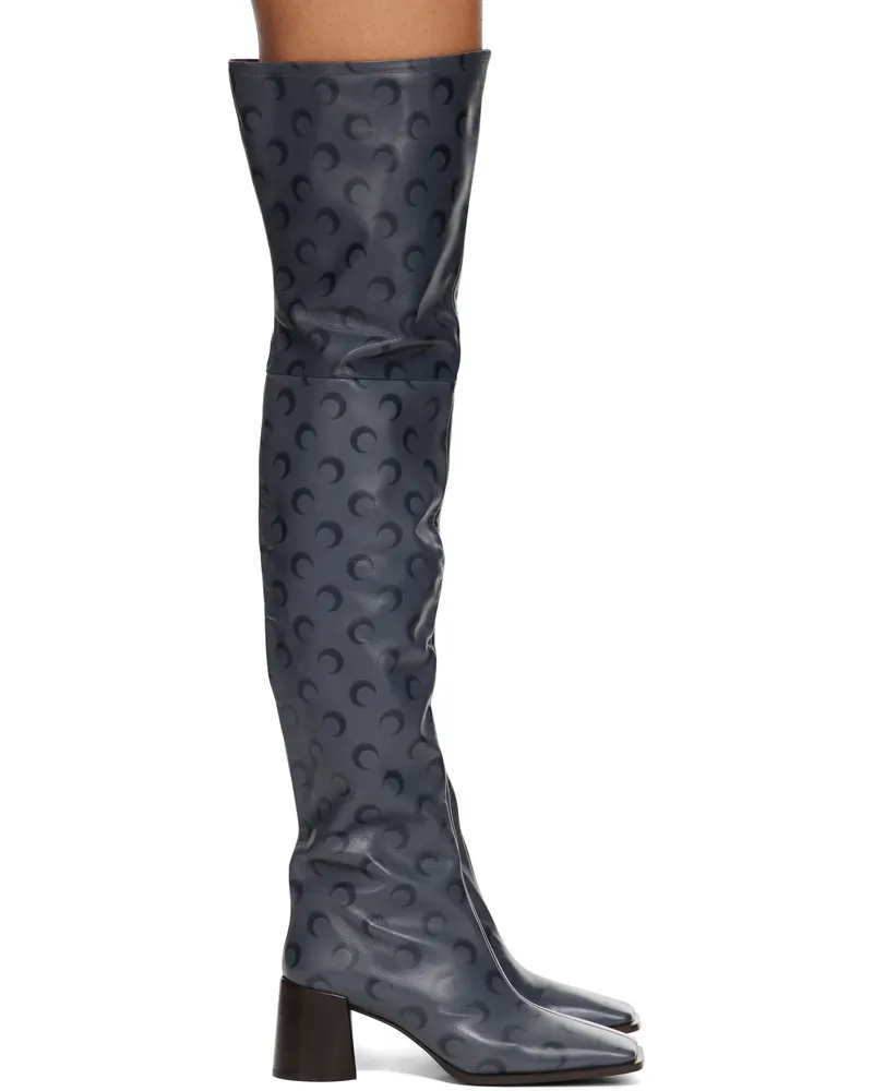 Marine Serre Gray Moon Airbrushed Leather Ms Block High Boots Gr70