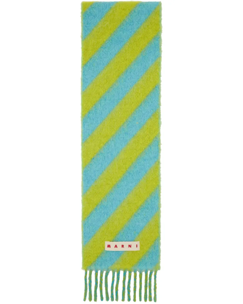 Marni SSENSE Exclusive Green & Blue Scarf 00y48