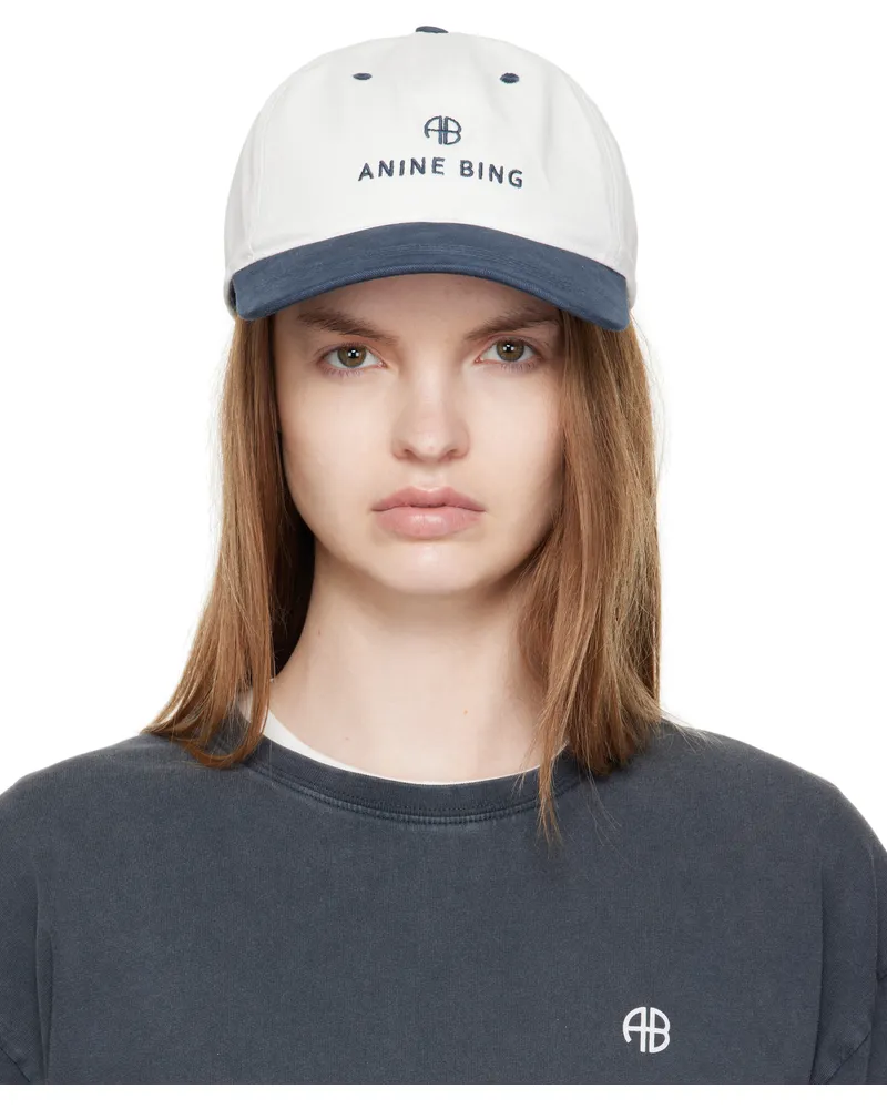 Anine Bing Off-White & Navy Jeremy Cap Multi