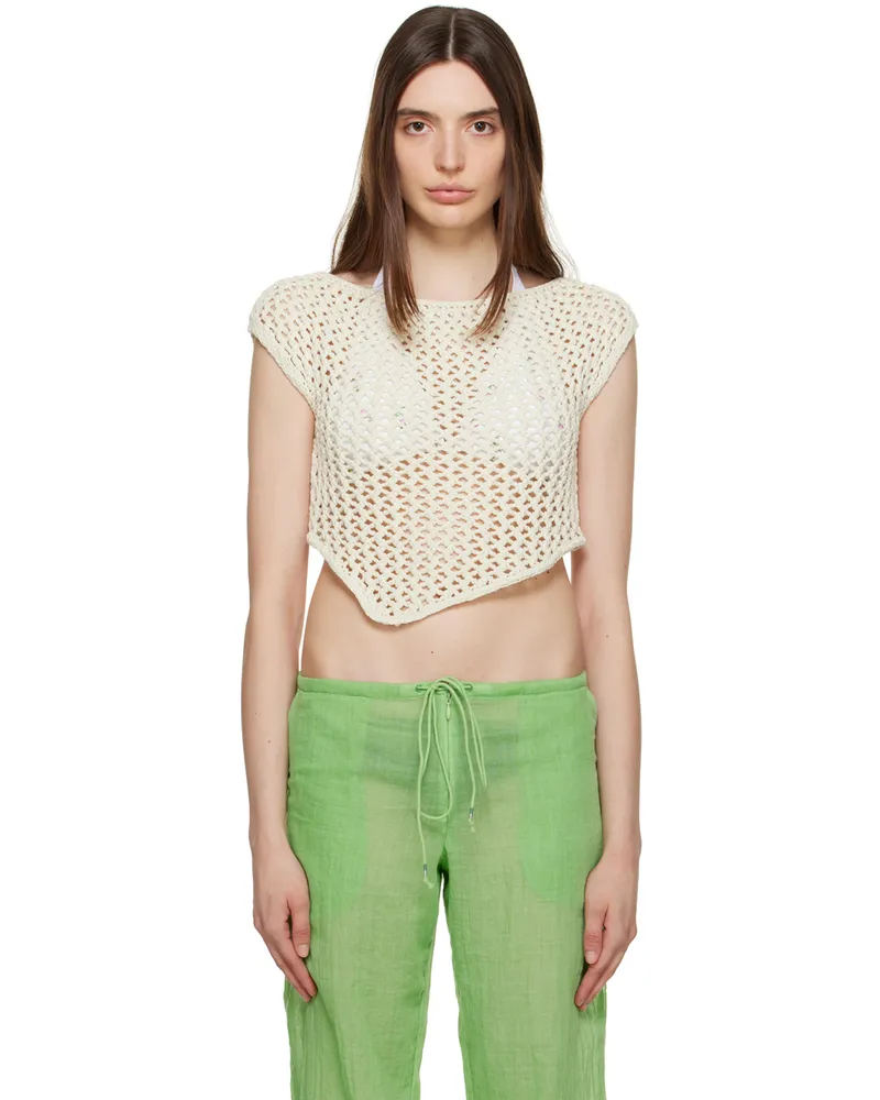 OPEN YY Off-White Asymmetric Tank Top Beige