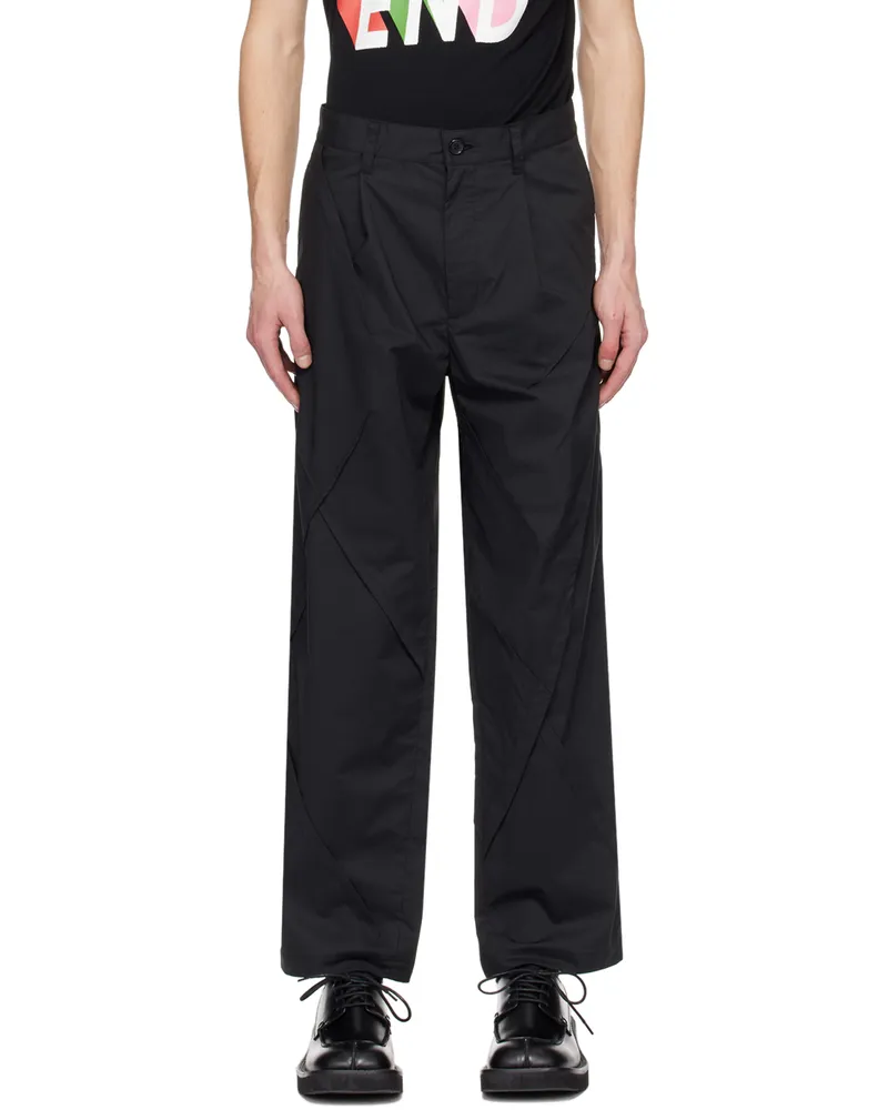 Undercover Black Paneled Trousers Black