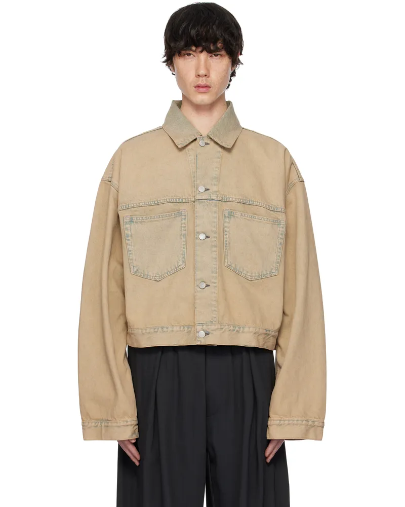 Acne Studios Brown Oversized Cropped Fit Denim Jacket 14l