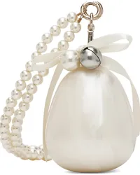 Simone Rocha Off-White Bell Charm Nano Egg Bag Pearl