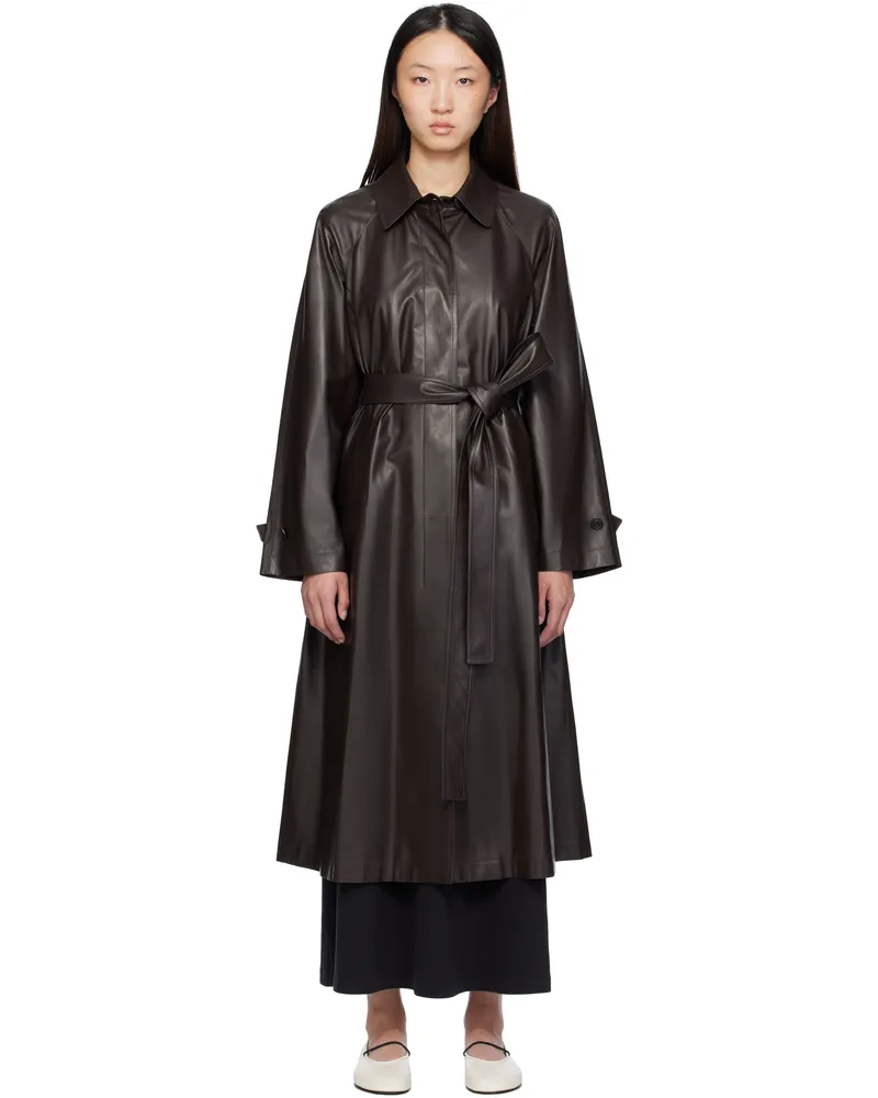 The Row Brown Ryota Leather Coat Dbr