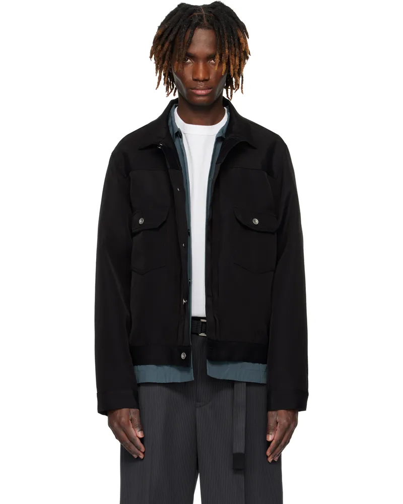 Sacai Black Double-Faced Silk Cotton Jacket 001