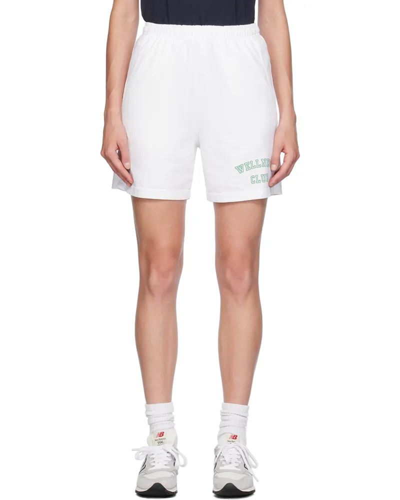 SPORTY & RICH White & Green 'Wellness Club' Shorts White