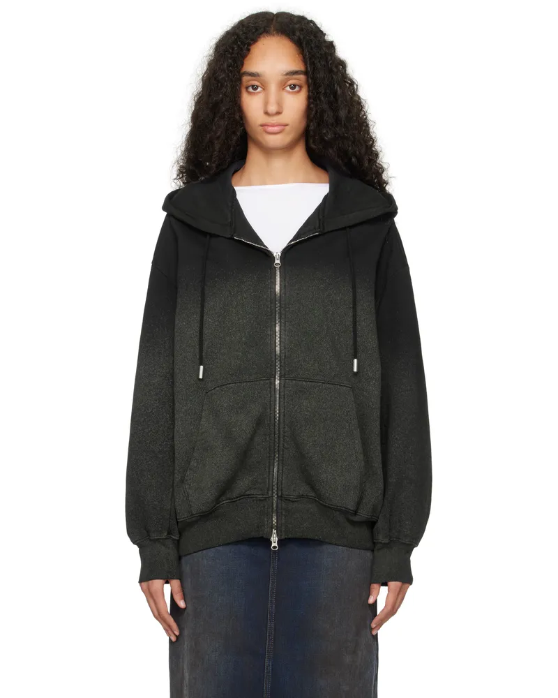 Eckhaus Latta Black Zip Hoodie Astroturf