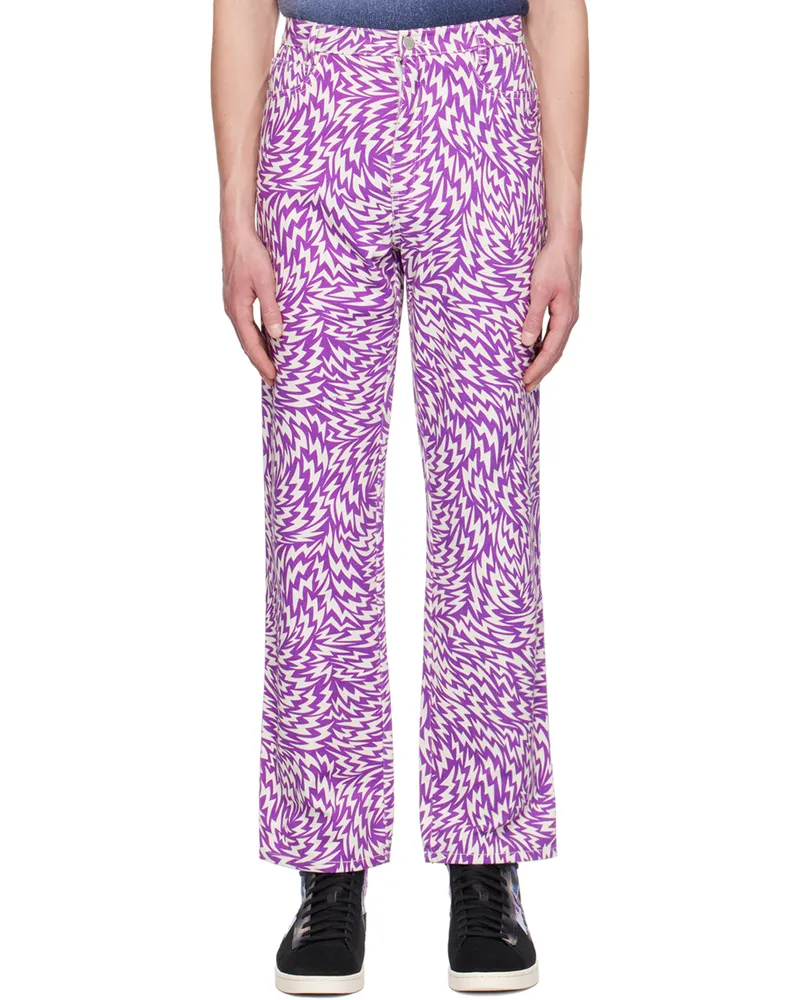DOUBLE RAINBOUU Purple & White She's Electric Trousers Shes
