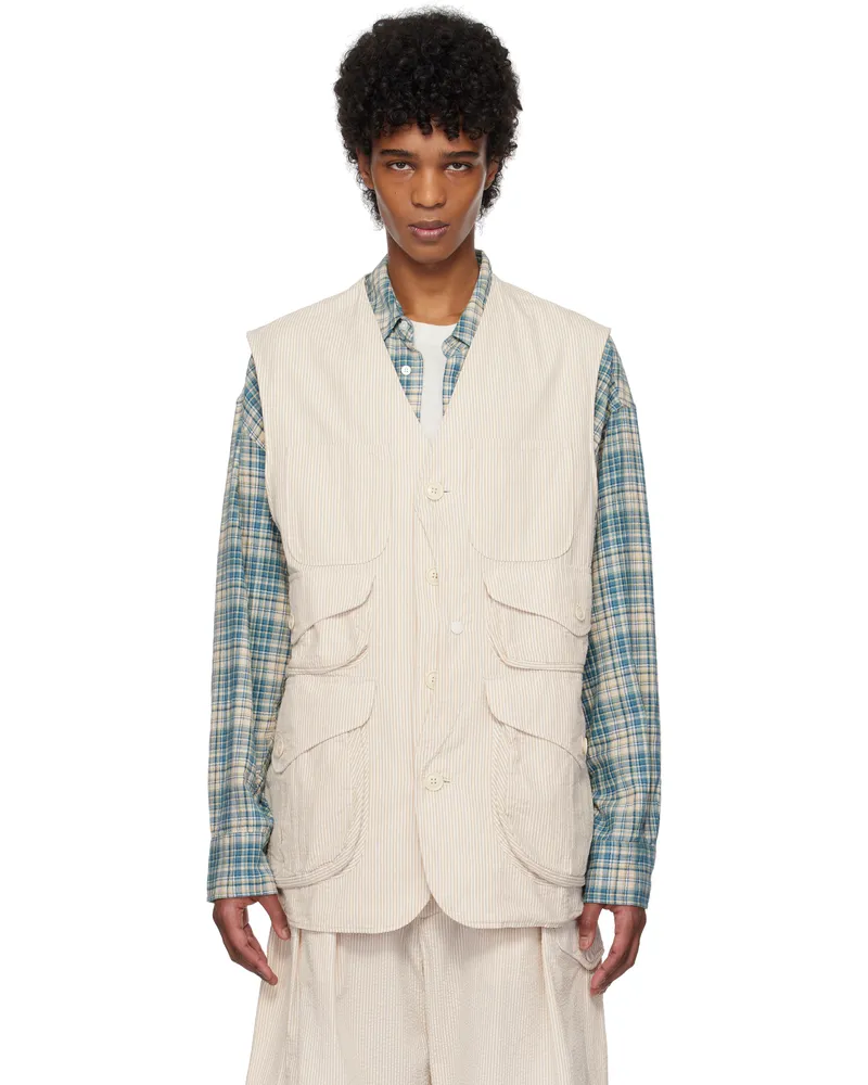 Engineered Garments Beige & White Hunting Vest Zt212