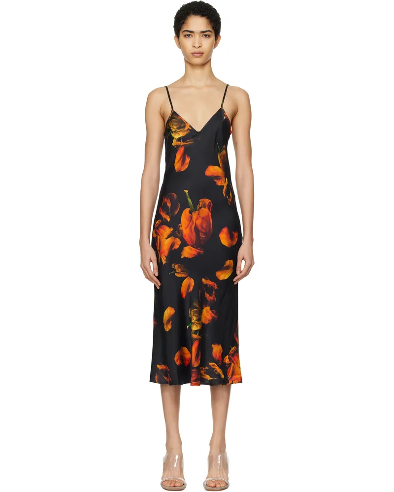 Silk Laundry Black 90s Slip Midi Dress Tulipa