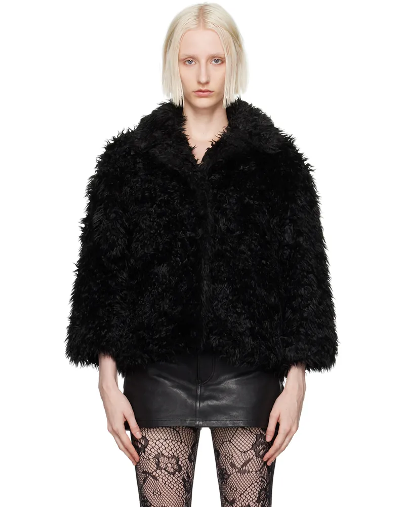 Marc Jacobs Black 'The Shaggy Lady' Faux-Fur Jacket 001