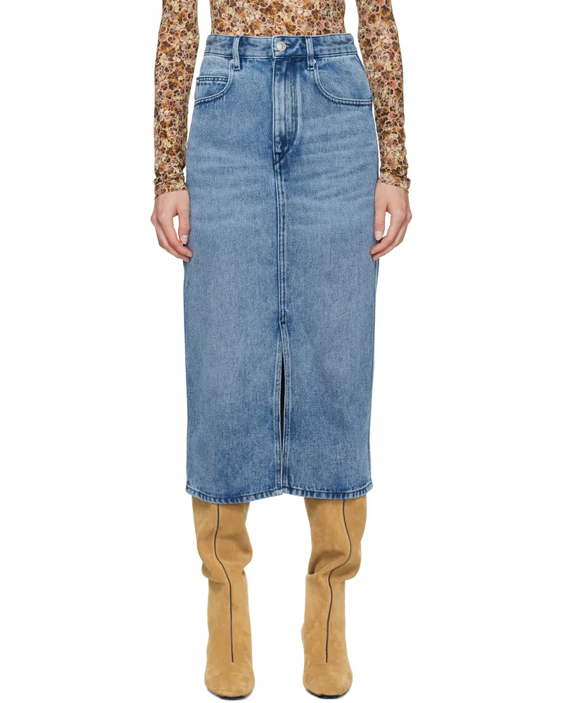 Isabel Marant Blue Tilauria Denim Midi Skirt 30lu