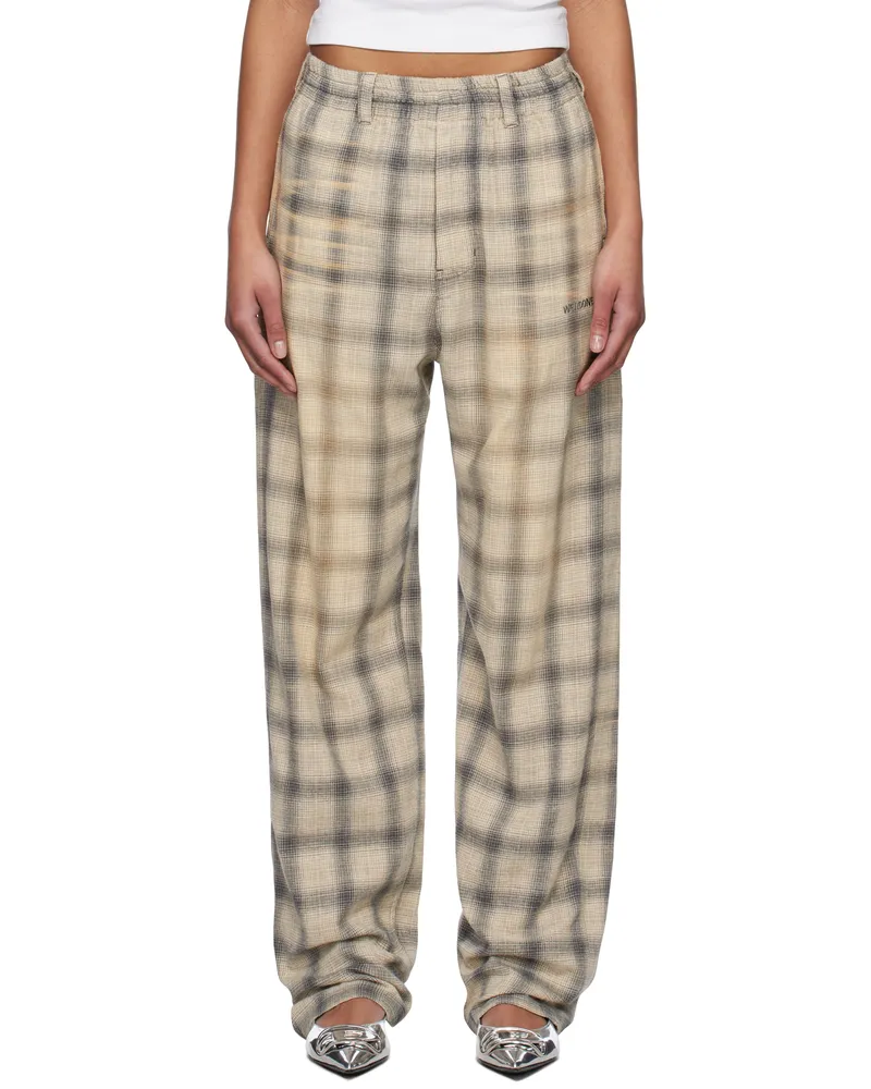 WE 11 DONE Gray Washed Checkered Trousers Grey