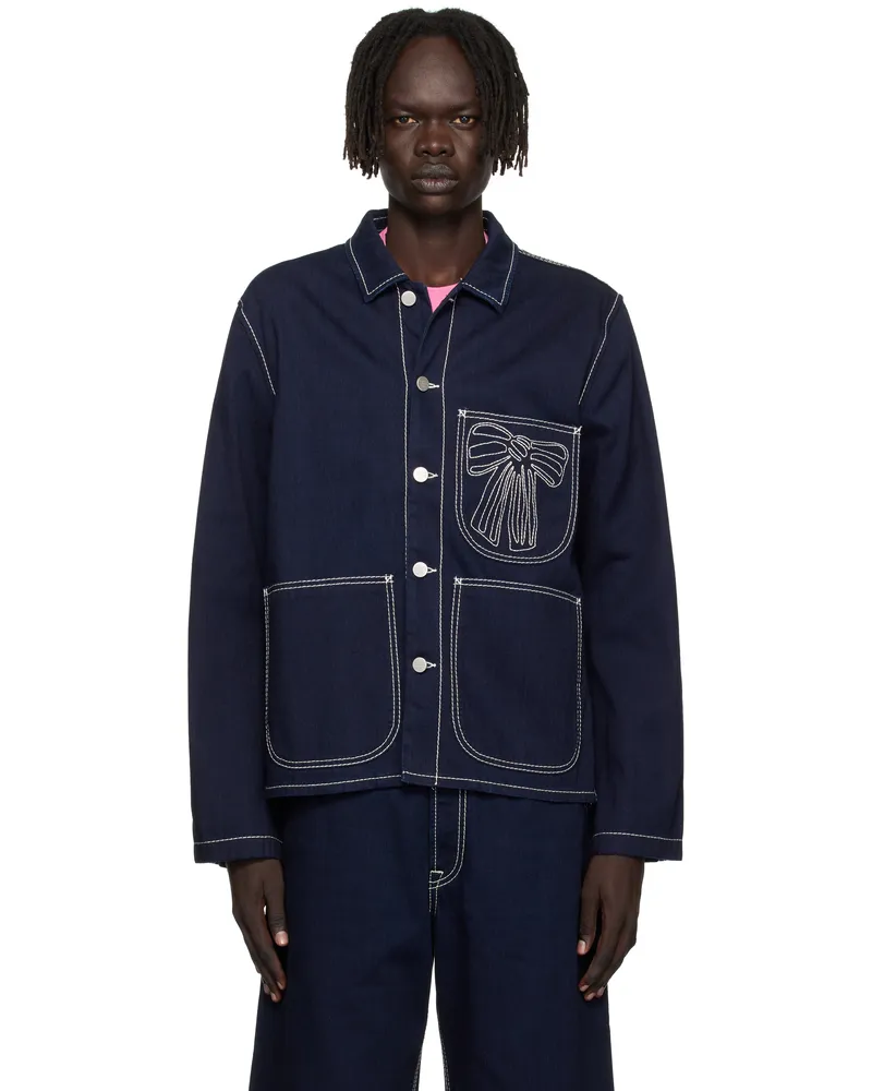 Acne Studios Blue Embroidered Denim Jacket 135