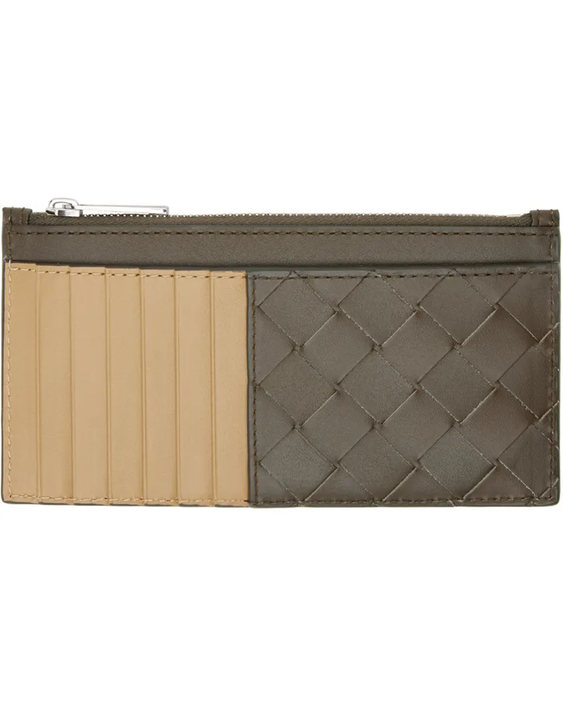 Bottega Veneta Brown & Tan Intrecciato Long Zippered Card Holder 3372