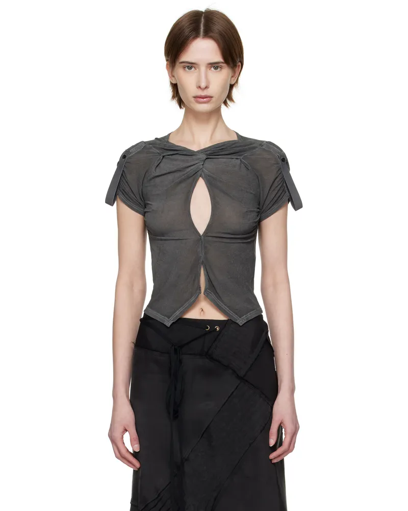 Charlotte Knowles Black Twist T-shirt Washed