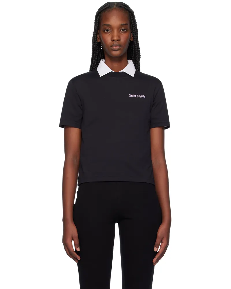 Palm Angels Black Classic Logo Fitted T-shirt Plum