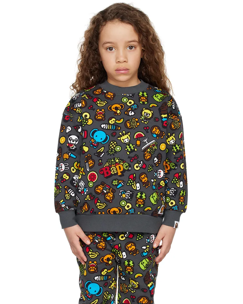BAPE Kids Gray Baby Milo Mixed Fruit Sweatshirt Charcoal