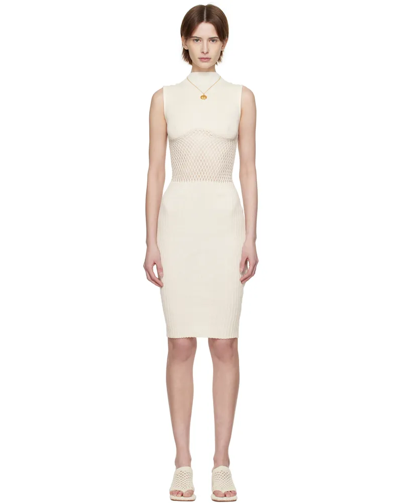 Isa Boulder Off-White Honeycomb Midi Dress Milk