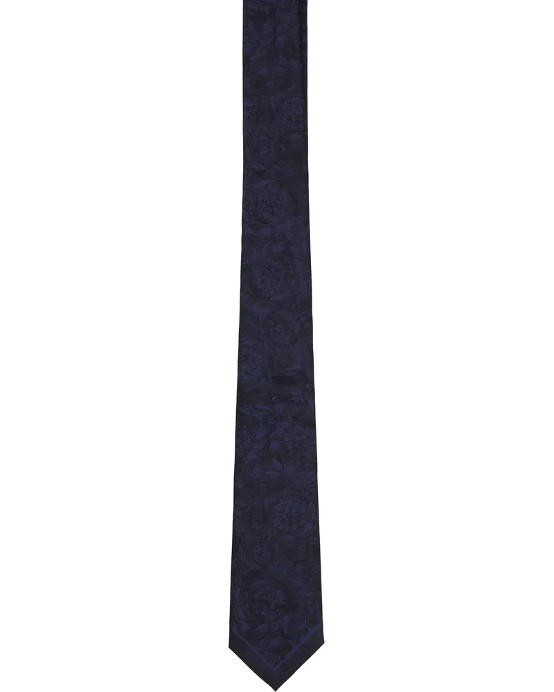 Versace Navy Barocco Jacquard Silk Tie 1ui20-navy